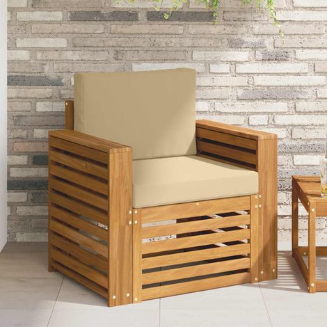 Outdoor-Sofagarnitur Massives Akazienholz und Polyester Natur