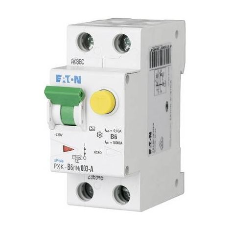 Eaton Combinación de interruptor FI/LS, 6 A, 30 mA, Característica de disparo Interruptor LS: C, 1p + N, Característica de disparo Interruptor FI: A, 236961
