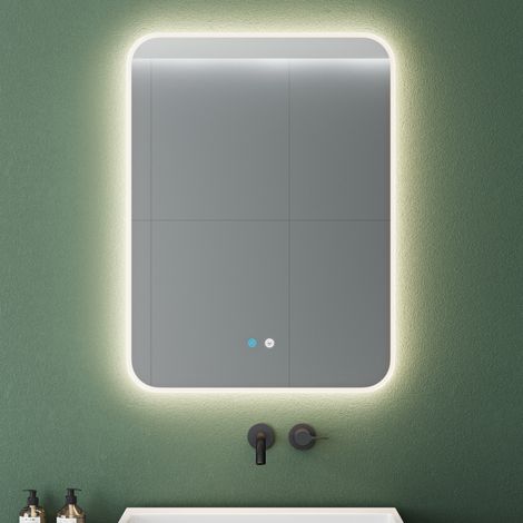Mai & Mai Badspiegel mit LED Beleuchtung Wandspiegel 60x80cm Bad-Spiegel mit Touchschalter, Beschlagfrei durch Antifog-Schicht 4500K Nova-02