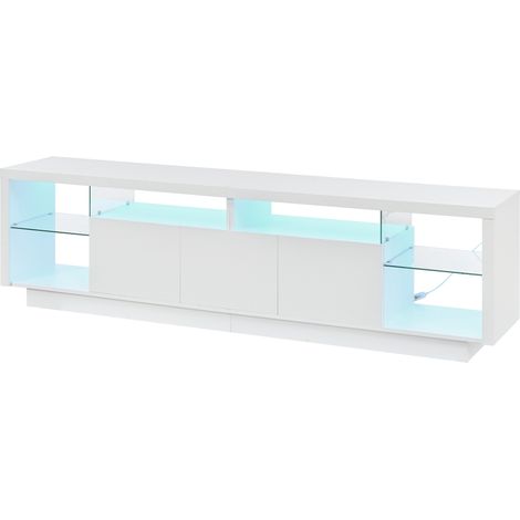 Mobile TV moderno bianco con 3 ante lucide e LED multicolore APP (1/5)