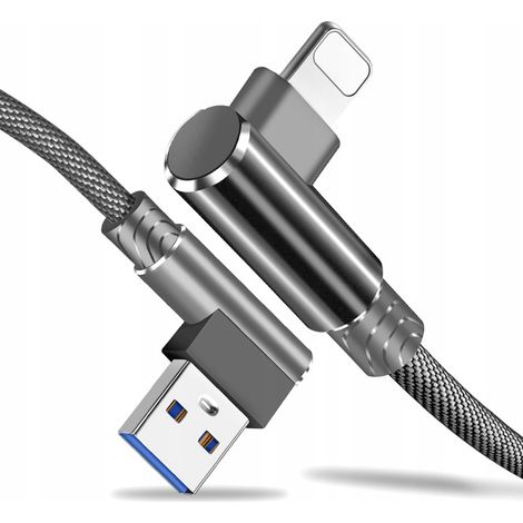 Câble de charge rapide Koanni kb19GRIS coudé à 90° pour iPhone