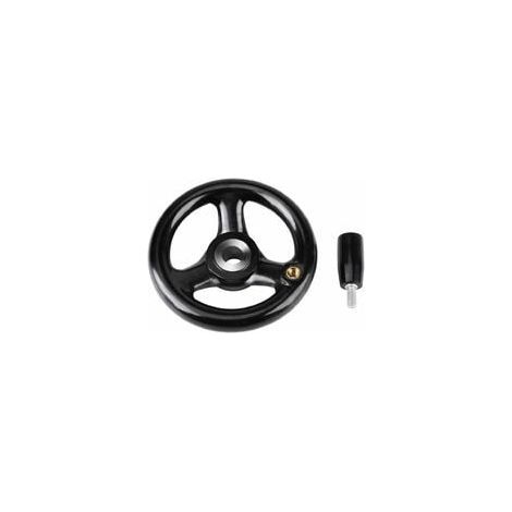 Volantino - Manopola rotonda nera a 3 razze. Volantino in plastica con maniglia girevole per tornio e fresatrice da 12-100 mm. (1/5)