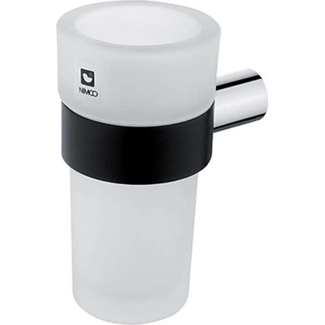 Nimco Nava - Portaspazzolino e dentifricio con supporto, nero opaco/ vetro bianco NA 28058W