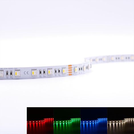 Strip 24V LED Streifen 5M 15W/m 60LED/m 12mm Farbwechsel - Lichtfarbe: RGB+4000K - Schutzart: IP20 (1/5)