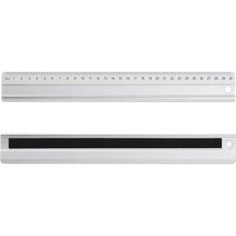 Règle Métallique 30 cm en Aluminium, Règle de Coupe Épaisse 5 mm avec Base Antidérapante en Mousse, Règle Aluminium pour Mesure, Dessin Technique, Bureau, École et Bricolage (1/5)