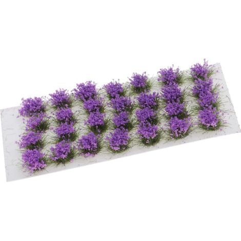 32pcs Touffe d'herbe Statique 8 mm Auto-Adhésif Statique Herbe Chemin De Fer Gazon Artificiel Modélisation Wargaming Terrain Modèle - Violet (1/5)