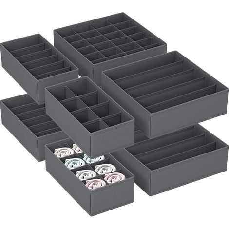 8 Boites de Rangement de Non-Tissé,Organisateur de Tiroir,Boite Rangement Vetement Pliable,Organisateur Armoire Vetement pour Soutiens-Gorge,Culottes,Chaussettes-Gris (1/5)