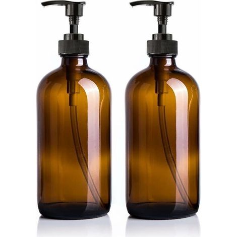 2 Pcs bouteilles en verre ambré 500 ml avec pompe Distributeur de savon Distributeur de savon pour les mains Grand distributeur de savon à vaisselle Bouteilles en verre réutilisables av (1/4)
