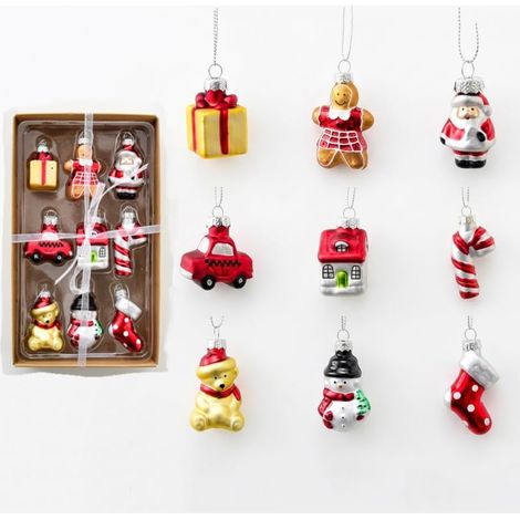 9-teiliges 3D-Weihnachtsornament aus Buntglas – handgefertigte Hängedekorationen mit Weihnachtsmann, Schneemann und Lebkuchenmann – wunderschöne Weihnachtsbaumdekorationen für Fenster – Geschenkideen (1/5)