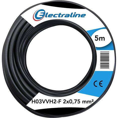 Cable electraline h03vvh2-f 2x0,75 color negro - 10920