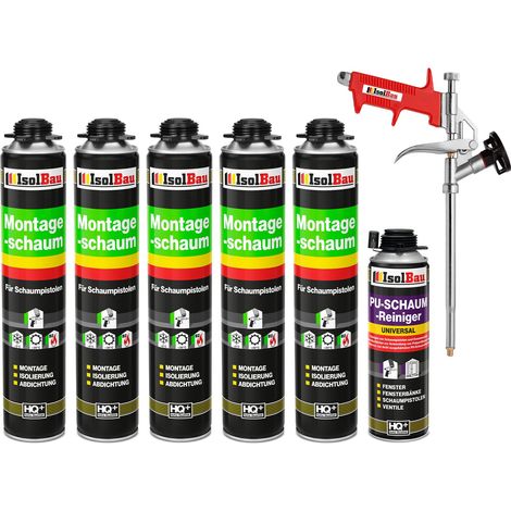 Pistolenschaum Bauschaum Montageschaum 5x 750ml + 1x PU-Reiniger + Schaumpistole (1/5)