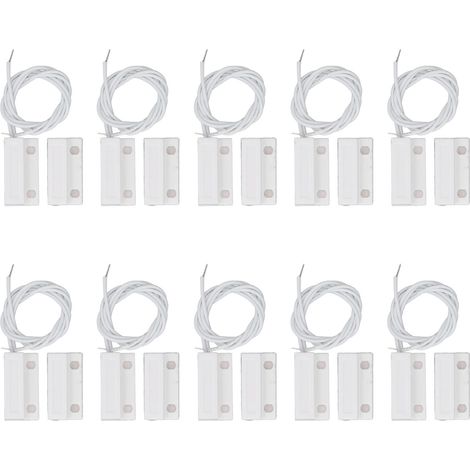 Câblage d'interrupteur de porte magnétique, capteur encastré, roseau de fenêtre pour système d'alarme, DC100V, blanc, 10 jeux
