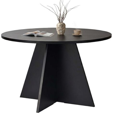 Mesa Fija Racale, 4 Plazas, Redonda, Soporta 60 kg, 120x120x75h cm Negro