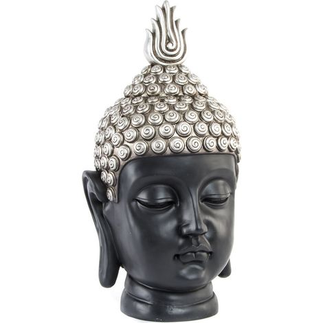 Figura Resina 27X24X49 Cabeza Buda Plateado FD202636 (1/3)