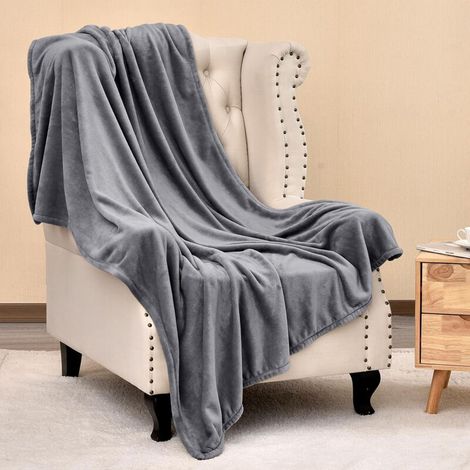 Plaid in pile grigio per divano - Coperta e plaid leggero, soffice e morbido per divano, 152 x 203 cm (1/4)