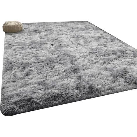 Tapis salon shaggy 160x230cm - Descente de lit poils longs - Gris clair - Doux et confortable