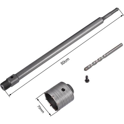 Fresa Per Muro A Tazza 70 Mm Asta Prolunga 50 Cm Per Trapano Attacco Sds Plus