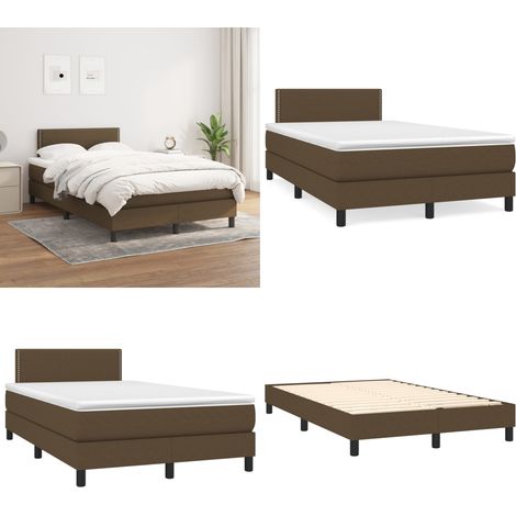 Sommier à lattes de lit avec matelas Marron foncé 120x200 cm - Lit Double - Lit Tapissier - Literie - Chambre À Coucher - Matelas À Ressorts Ensachés - Home & Living (1/5)