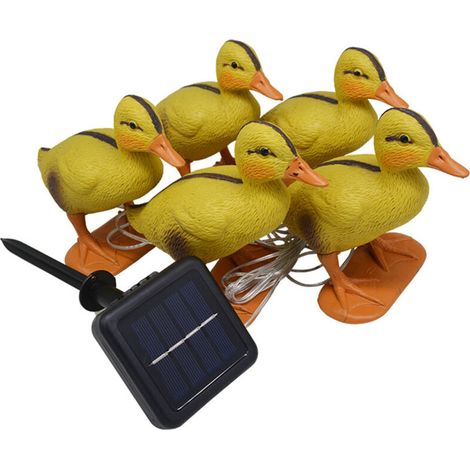 Lumière de Jardin Canard Solaire Jaune Statue Animaux Mignons Décoration Extérieure pour Pelouse et Cour-KZQ