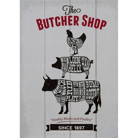 Premier Housewares Butcher Shop Wall Plaque