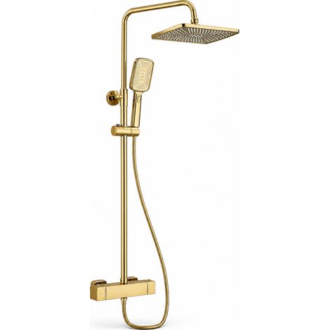 Thermostatisches Duschset Badewanne Gold Rundstange (1/5)