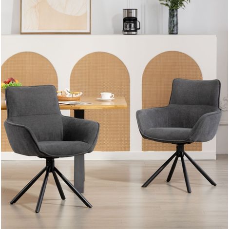 Silla comedor giratoria tapizada gris oscuro OKMYHOME (1/5)