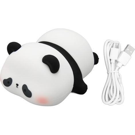 Veilleuse Panda en Silicone Souple Rechargeable USB-C 1200mAh Lumière Chaude Réglable Design Mignon et Sécurisé pour Chambre (1/5)