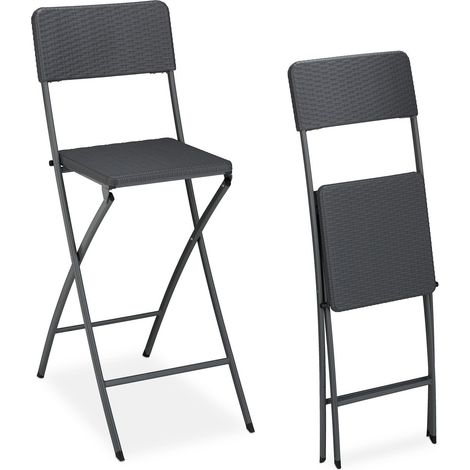 Sgabelli da bar pieghevoli, effetto rattan resistente alle intemperie