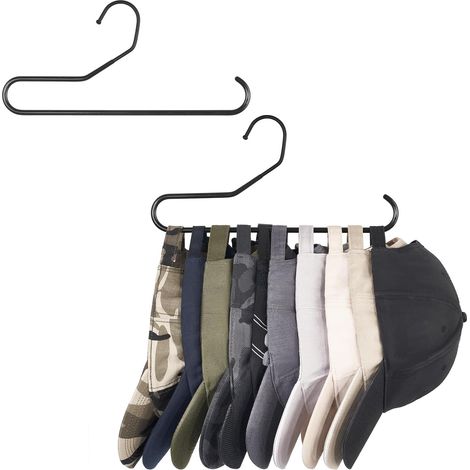 Juego de 2 perchas metálicas para gorras de béisbol - Para armario - Capacidad para 20 gorras - Color negro (1/4)