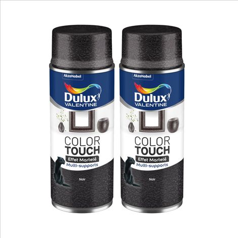 Lot de 2 - Peinture aérosol Color Touch Multi-Supports - Effet Martelé Noir 400 ml - Dulux Valentine
