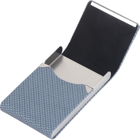 Étui à cigarettes élégant en cuir PU, boîte de rangement pour cartes de visite, motif tissé bleu, porte-cartes organisateur cadeau