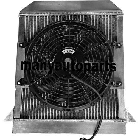 Radiateur en aluminium, s'adapte à Morgan Plus 4 / +4 (1964-1968), ventilateur intégré de 12 pouces, conception légère (1/4)