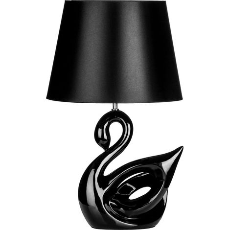 Premier Housewares Swan Black Polyresin Table Lamp