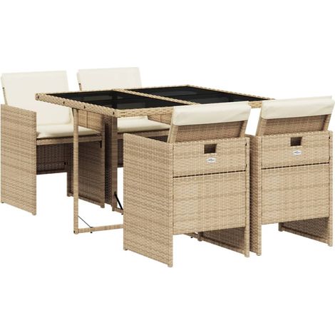 Maison Exclusive - Set da Pranzo da Giardino 5 pz con Cuscini Beige in Polyrattan (1/5)