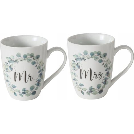 Boltze EUKANA set di tazze bianche decorative in ceramica