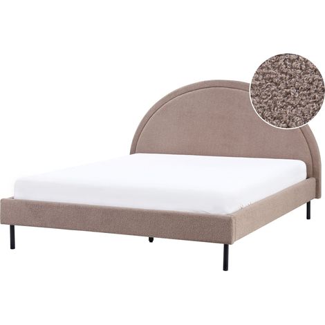 Bett mit Lattenrost Bouclé MARGUT 160 x 200 cm Taupe
