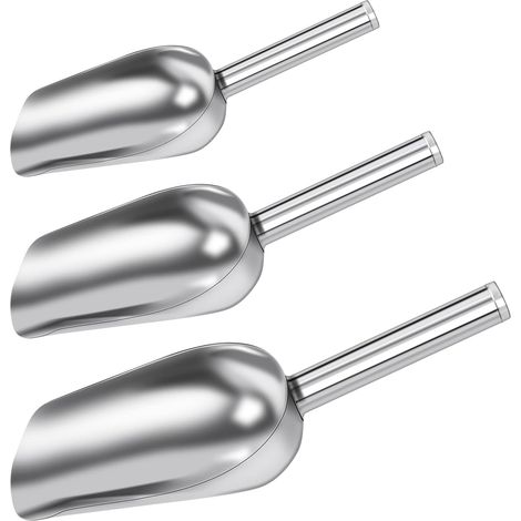 3 × Pelle Multifonctionnelle en Acier Inoxydable, Pelle Cuisine, Pelle à Nourriture pour Animaux, Pelle à Bonbons, Pelle à Farine, pour Mariage, Cuisine, Buffet (1/5)