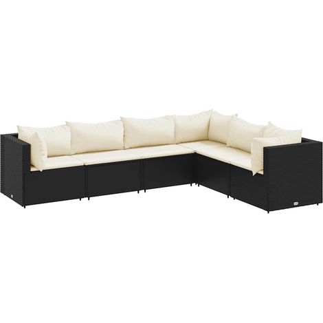 Maison Exclusive - Set Mobili da Giardino 6 pz con Cuscini in Polyrattan Nero