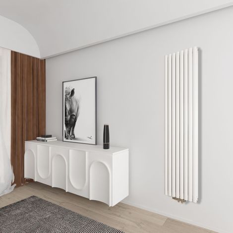 AICA Sanitär Röhrenheizkörper 1800×472mm Design Heizkörper paneelheizkörper Mittelanschluss Doppellagig Weiß 2163W (1/5)