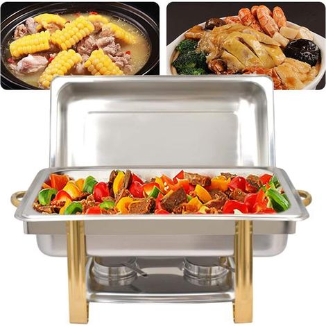 Chafing Dish Chauffe-plats 9L, Chauffe-Plats en Acier Inoxydable uffets Chauffants pour Fêtes, Mariage, Banquets, Restauration (1/5)