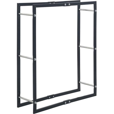 Maison Exclusive - Rastrelliera per Legna da Ardere Nera 80x25x100 cm in Acciaio (1/5)