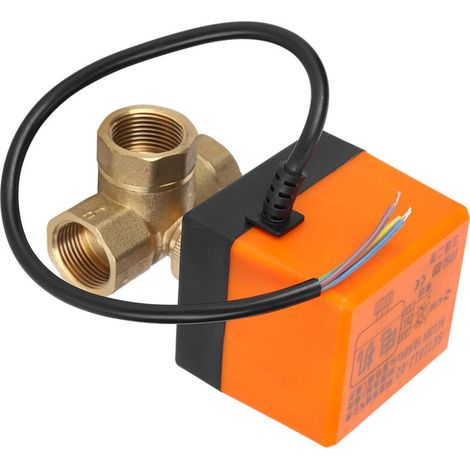 Motorisiertes Messing-Kugelventil, orange, 3-adrige elektrische Steuerung, 2-Wege, 1,6 MPa, 6 W, 220 V AC, G3/4-Zoll-Gewinde