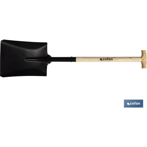 Pelle Carrée 340mm Manche Bois Ouvert