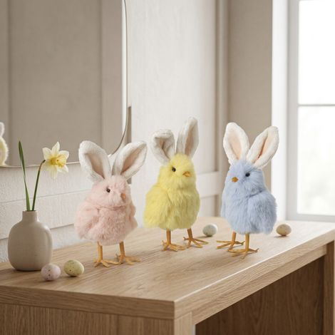 Trio Spingtime Easter Fluffy Chicks With Ears (1/3)
