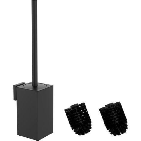 Brosse WC - 2 Têtes - Acier Inoxydable 304 Noir - Support Mural - Salle De Bain (1/5)