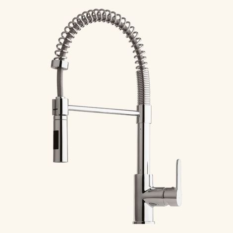 Robinet douchette mitigeur cuisine chromé – Douchette mobile double jet – Bec col de cygne 360° – Hauteur sous bec 131mm – Luisina (1/3)