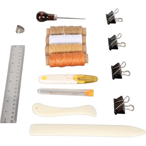 21-teiliges Lederbearbeitungswerkzeug-Set mit gewachstem Garn, Schere, Nadeln und Edelstahl-Nähset für Reparaturen, Bastelarbeiten und DIY-Projekte (1/5)