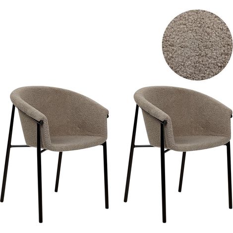 Set of 2 Dining Chairs AMES Boucle Taupe (1/5)