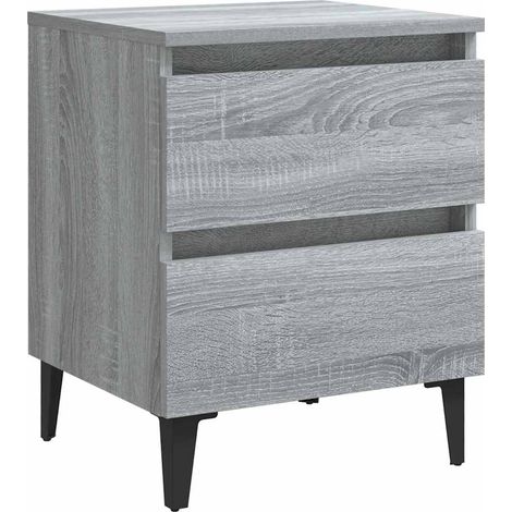 Maison Exclusive - Mesita de noche con patas de metal gris Sonoma (1/5)