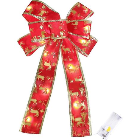 Décorations saisonnières et de fête nœud sapin de Noël, nœud couronne de Noël, nœud couronne de Noël led, lumières led chaudes cime sapin de Noël pour intérieur (1/5)